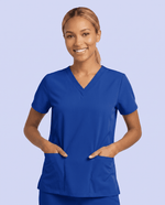 Women's 6-Pocket V-neck Top Galaxy Blue - Scrubloop