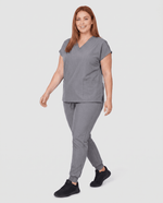 Women's 6-Pocket V-neck Top Heather Gray - Scrubloop