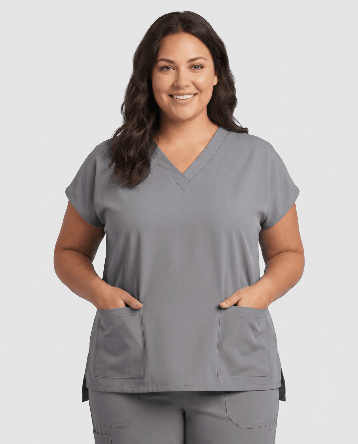 Women's 6-Pocket V-neck Top Heather Gray - Scrubloop