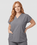 Women's 6-Pocket V-neck Top Heather Gray - Scrubloop
