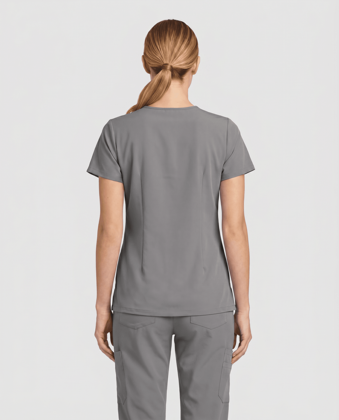 Women's 6-Pocket V-neck Top Heather Gray - Scrubloop