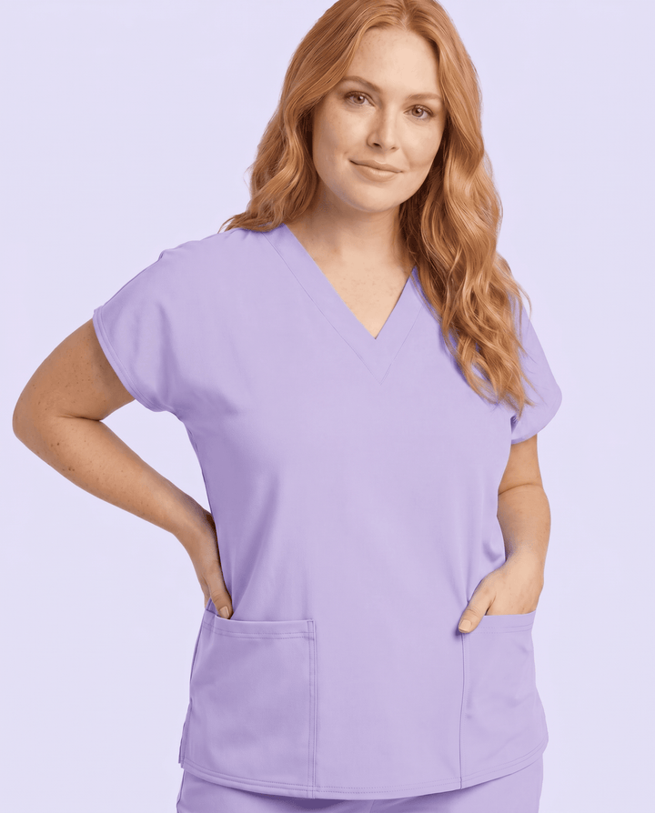 Women's 6-Pocket V-neck Top Lavender