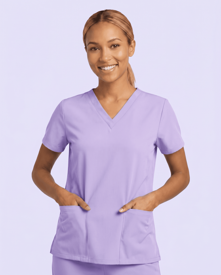Women's 6-Pocket V-neck Top Lavender