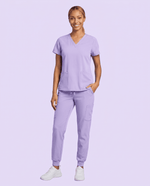 Women's 6-Pocket V-neck Top Lavender - Scrubloop