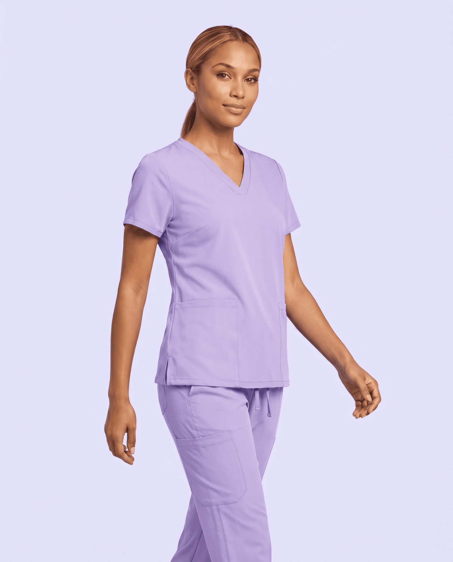 Women's 6-Pocket V-neck Top Lavender - Scrubloop
