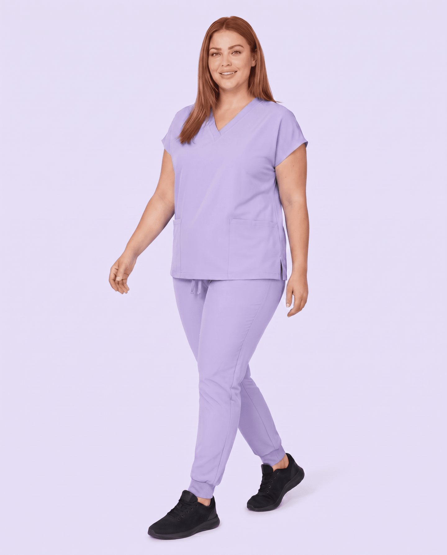 Women's 6-Pocket V-neck Top Lavender - Scrubloop