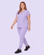 Women's 6-Pocket V-neck Top Lavender - Scrubloop