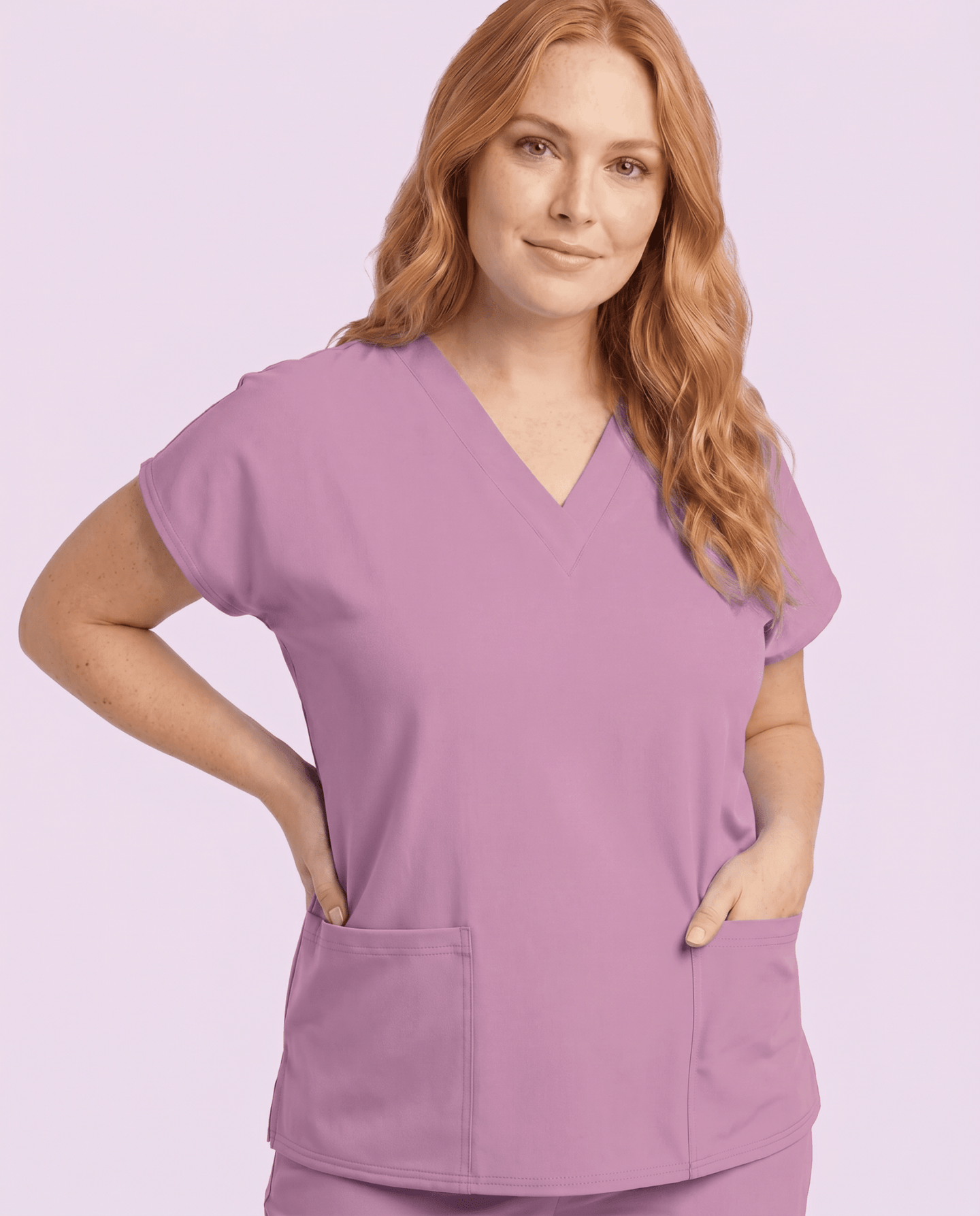 Women's 6-Pocket V-neck Top Lilac - Scrubloop