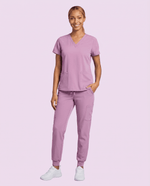 Women's 6-Pocket V-neck Top Lilac - Scrubloop