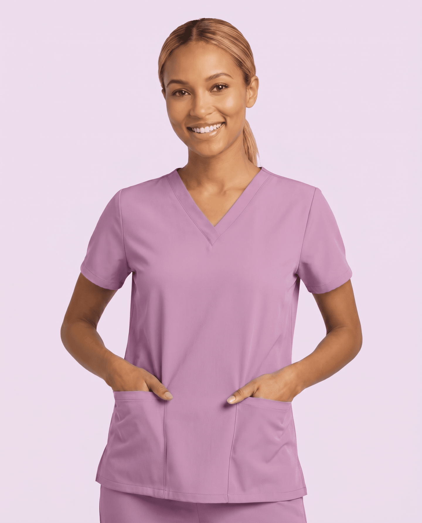 Women's 6-Pocket V-neck Top Lilac - Scrubloop