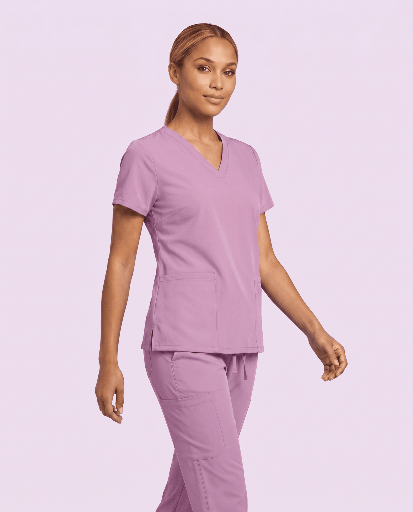 Women's 6-Pocket V-neck Top Lilac - Scrubloop