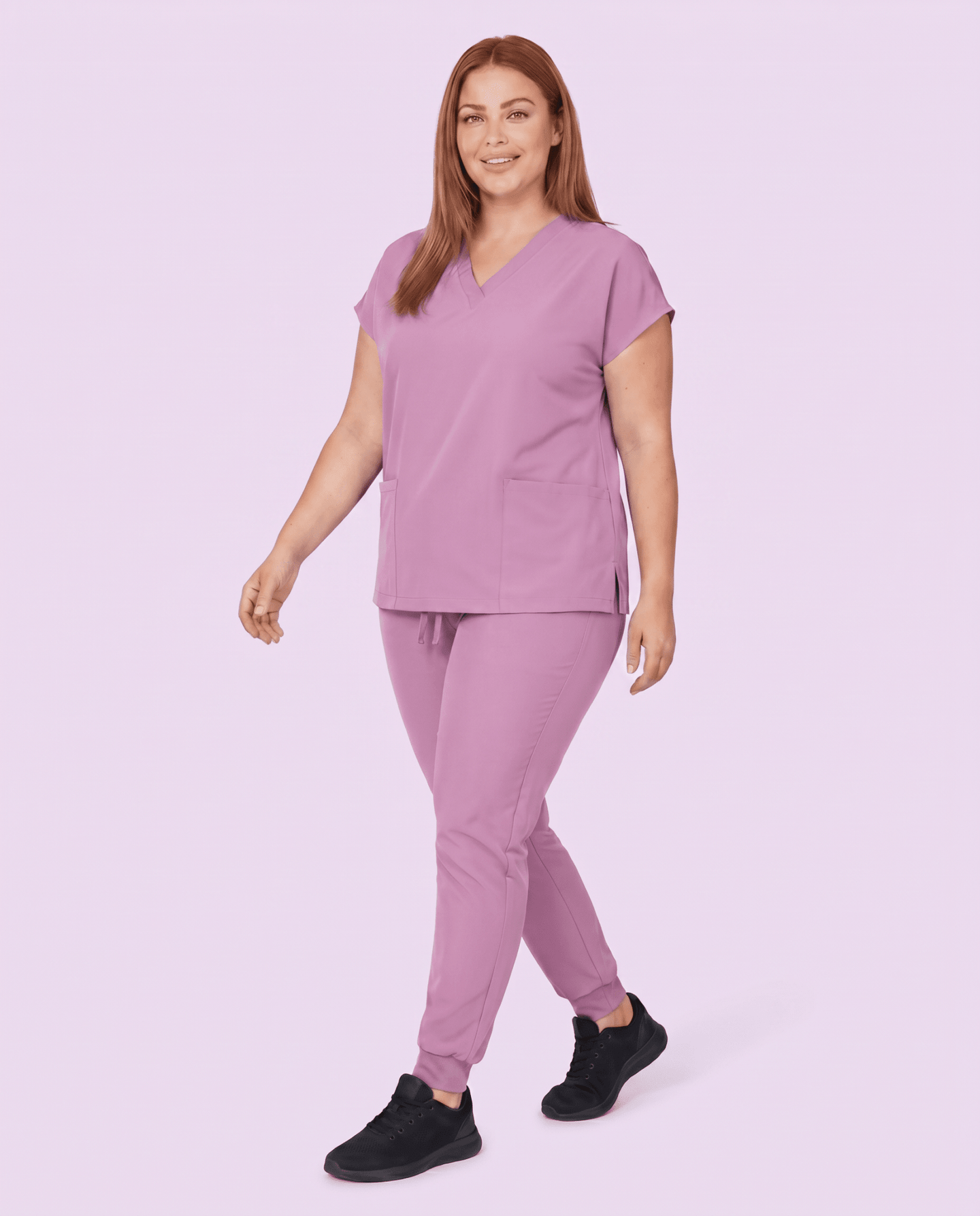 Women's 6-Pocket V-neck Top Lilac - Scrubloop
