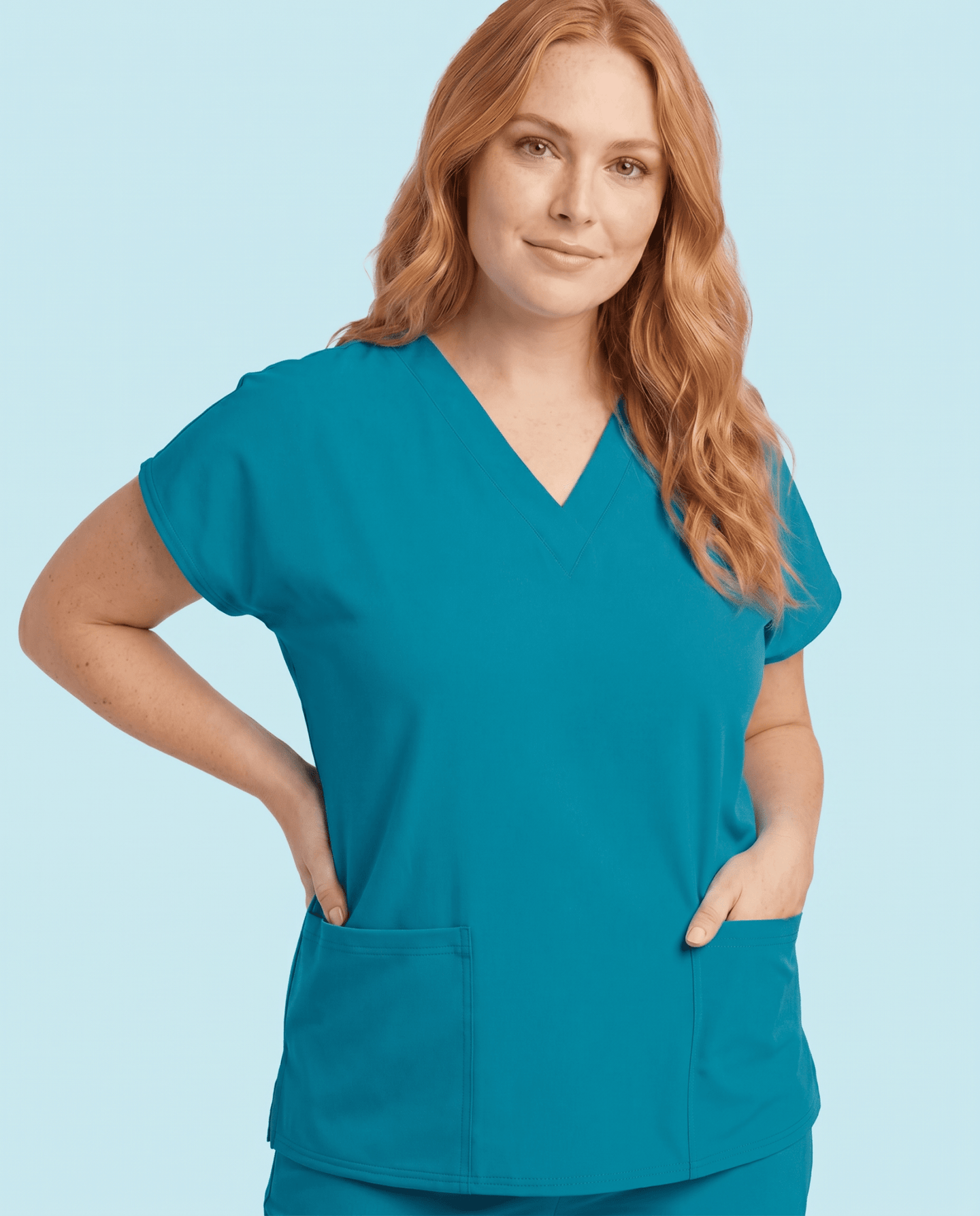 Women's 6-Pocket V-neck Top Marina - Scrubloop