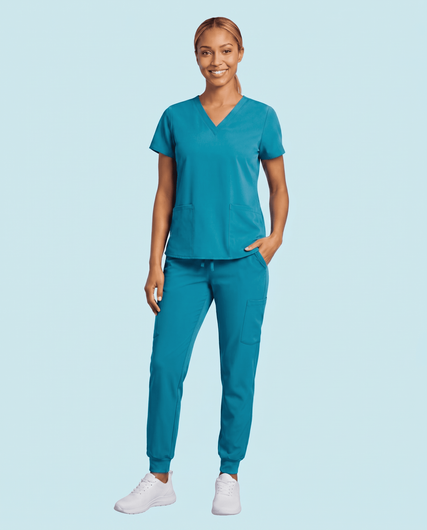 Women's 6-Pocket V-neck Top Marina - Scrubloop