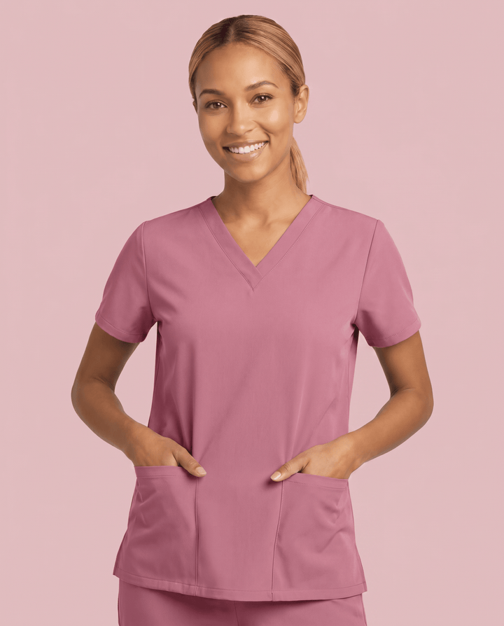 Women's 6-Pocket V-neck Top Mauve