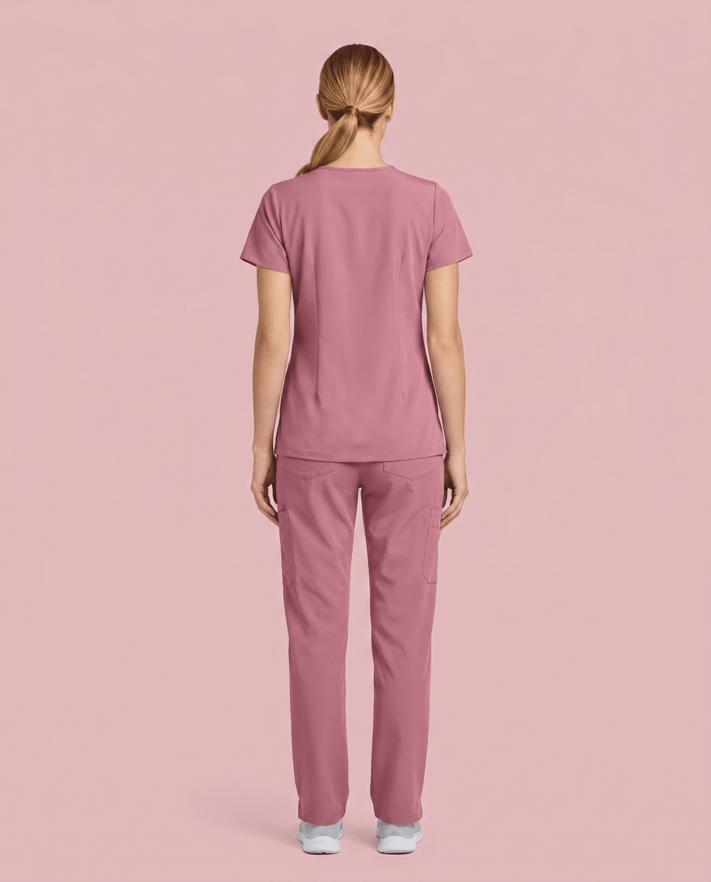 Women's 6-Pocket V-neck Top Mauve - Scrubloop