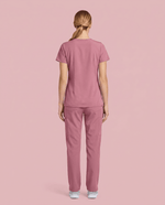 Women's 6-Pocket V-neck Top Mauve - Scrubloop