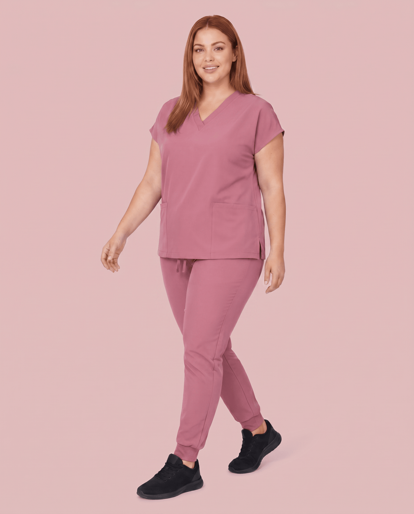 Women's 6-Pocket V-neck Top Mauve - Scrubloop