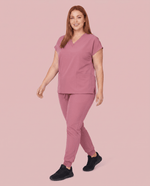 Women's 6-Pocket V-neck Top Mauve - Scrubloop