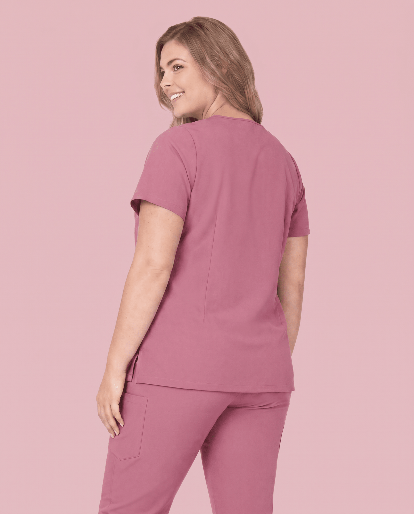 Women's 6-Pocket V-neck Top Mauve - Scrubloop