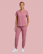 Women's 6-Pocket V-neck Top Mauve - Scrubloop