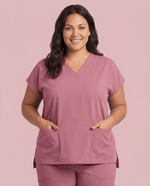 Women's 6-Pocket V-neck Top Mauve - Scrubloop