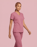 Women's 6-Pocket V-neck Top Mauve - Scrubloop