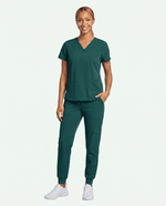 Women's 6-Pocket V-neck Top Midnight Green - Scrubloop