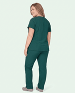 Women's 6-Pocket V-neck Top Midnight Green - Scrubloop