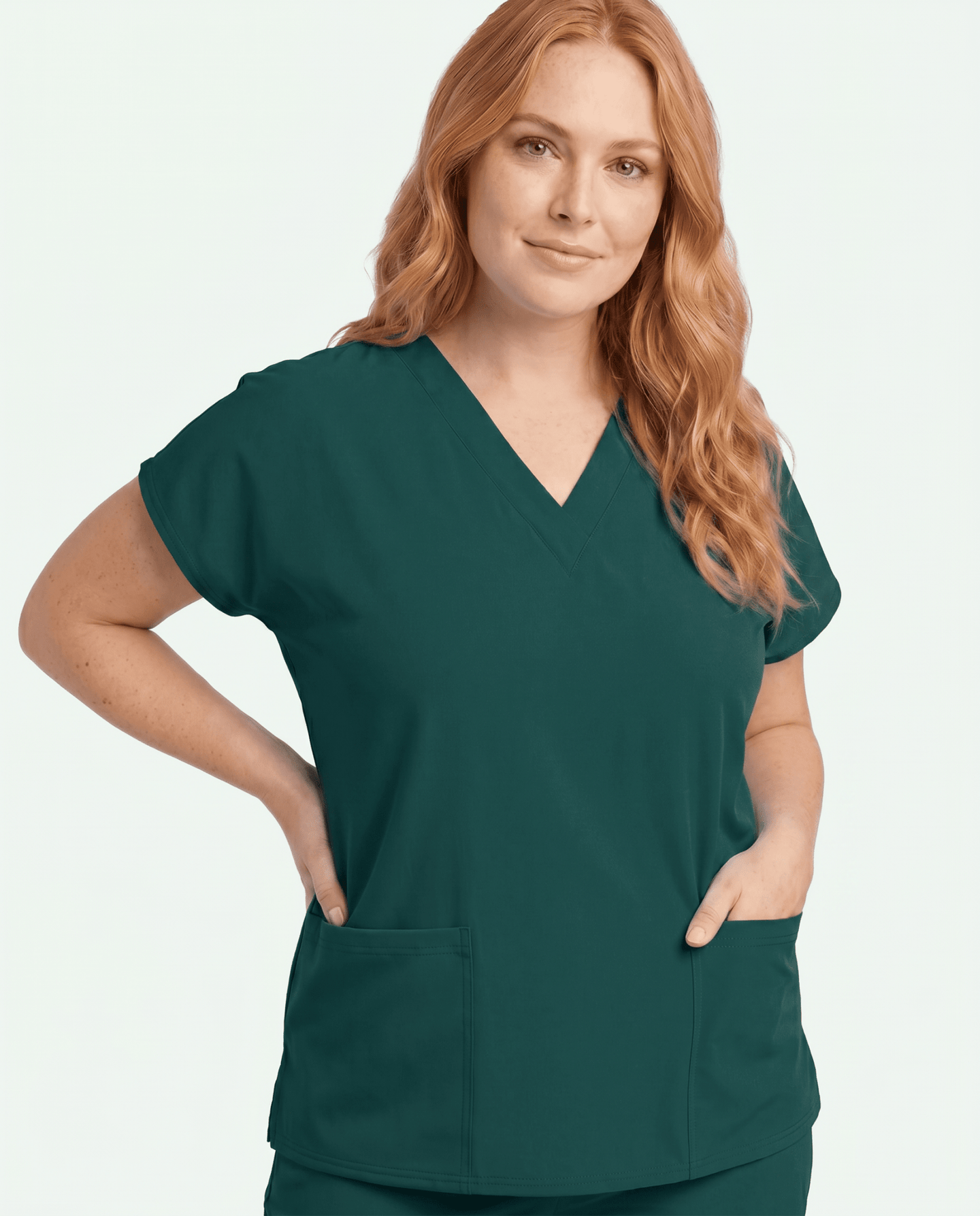 Women's 6-Pocket V-neck Top Midnight Green - Scrubloop