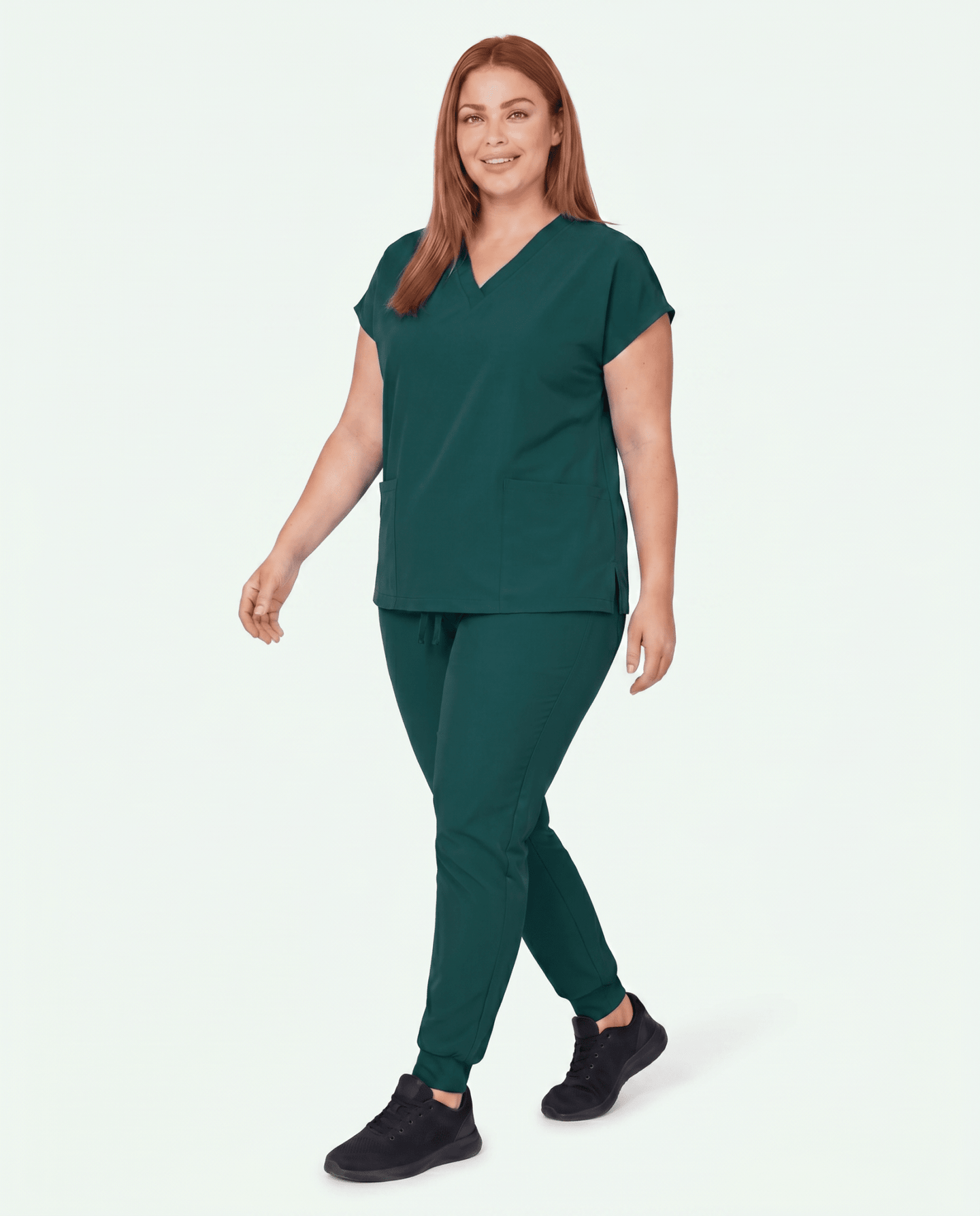 Women's 6-Pocket V-neck Top Midnight Green - Scrubloop