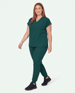 Women's 6-Pocket V-neck Top Midnight Green - Scrubloop