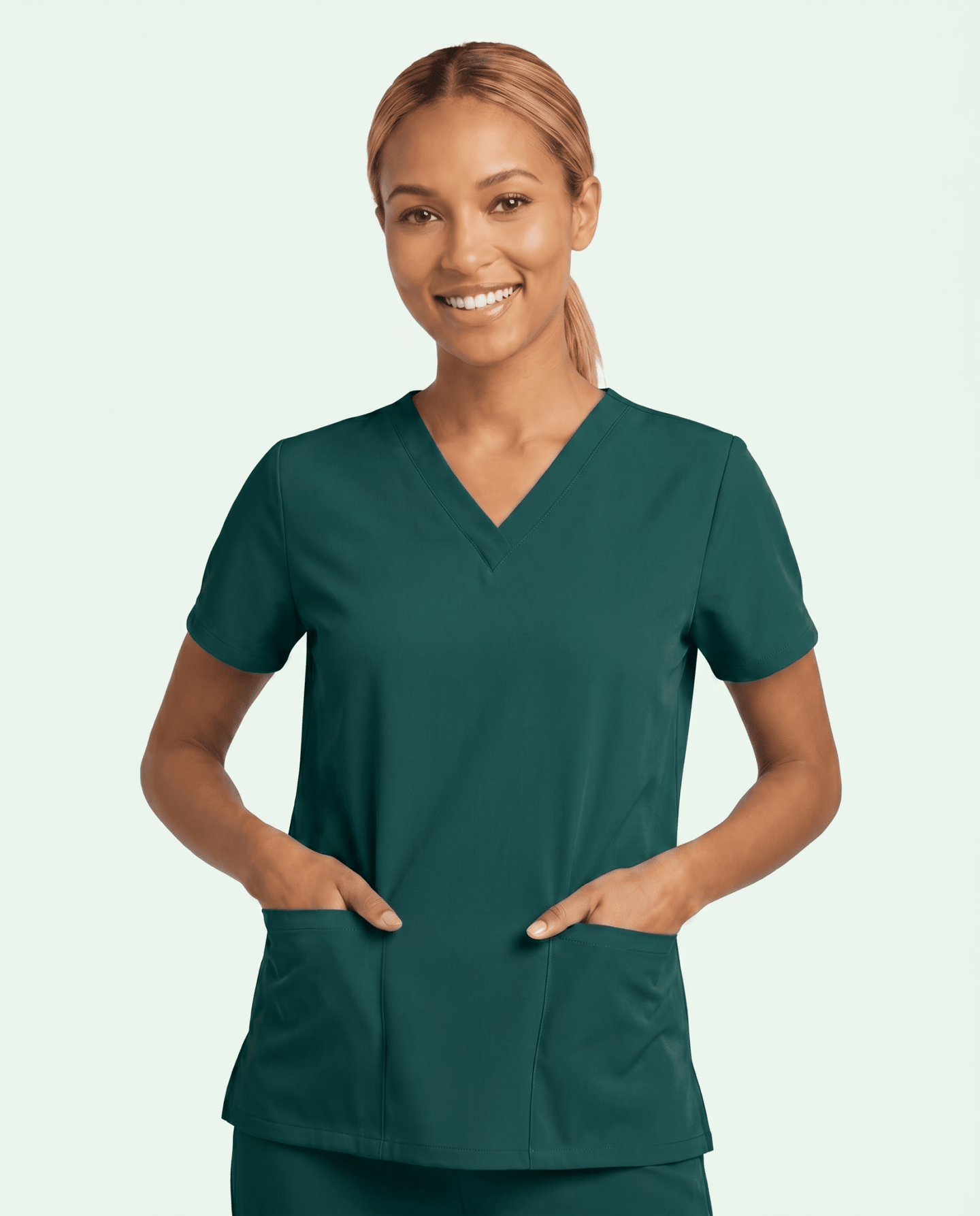 Women's 6-Pocket V-neck Top Midnight Green - Scrubloop