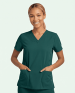 Women's 6-Pocket V-neck Top Midnight Green - Scrubloop