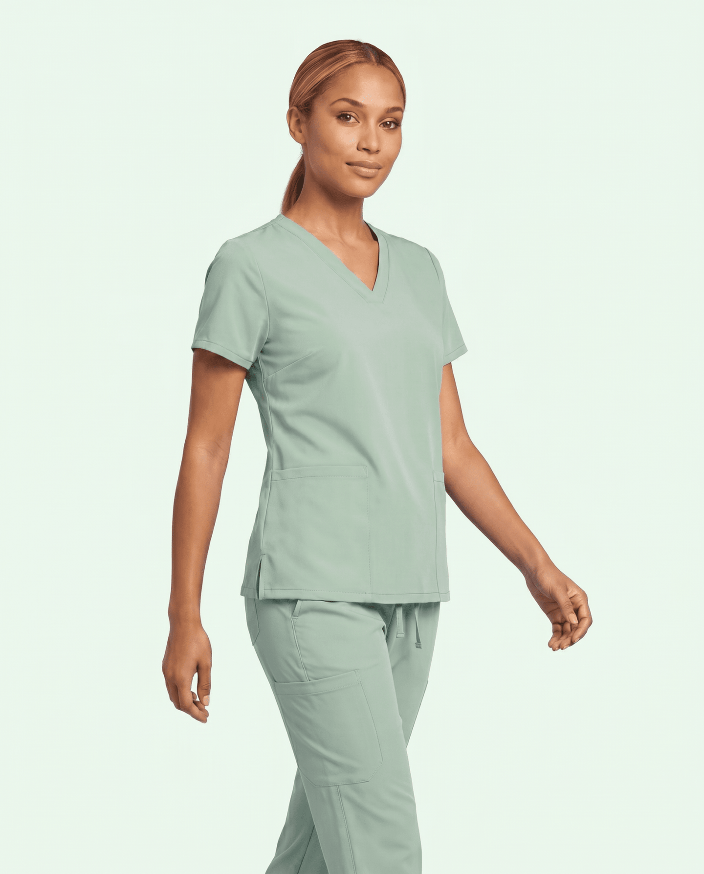 Women's 6-Pocket V-neck Top Mint - Scrubloop