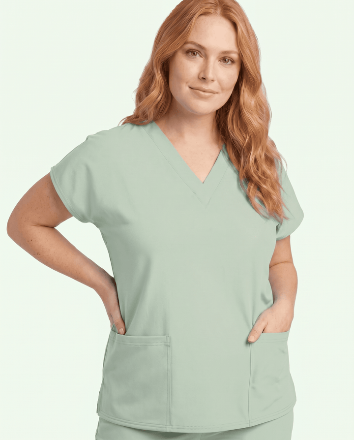 Women's 6-Pocket V-neck Top Mint