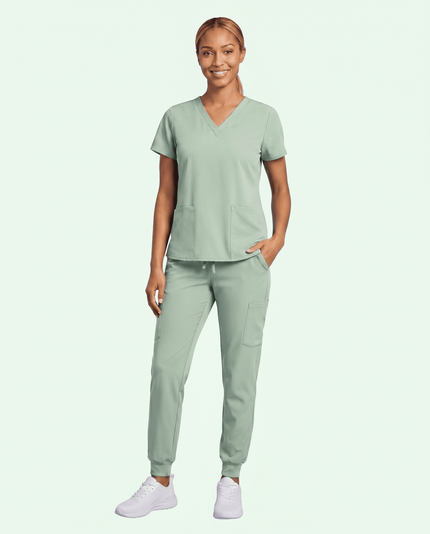 Women's 6-Pocket V-neck Top Mint - Scrubloop