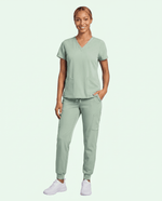 Women's 6-Pocket V-neck Top Mint - Scrubloop