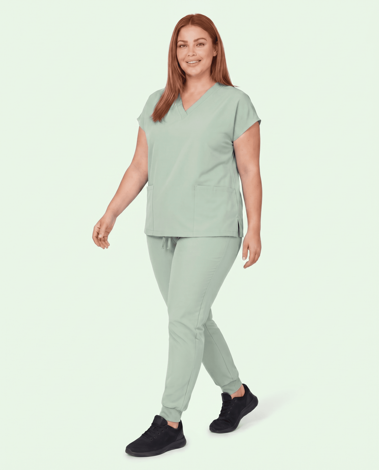 Women's 6-Pocket V-neck Top Mint - Scrubloop