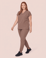 Women's 6-Pocket V-neck Top Mocha - Scrubloop