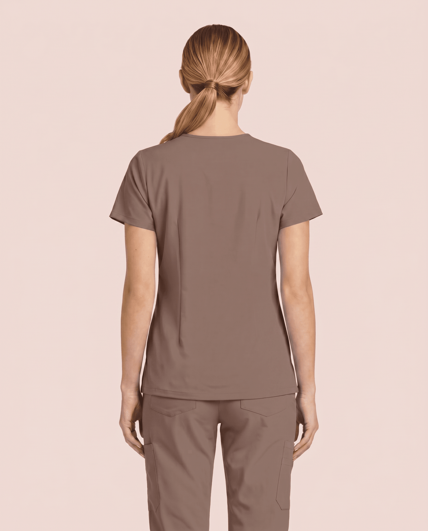 Women's 6-Pocket V-neck Top Mocha - Scrubloop