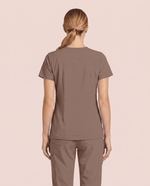 Women's 6-Pocket V-neck Top Mocha - Scrubloop