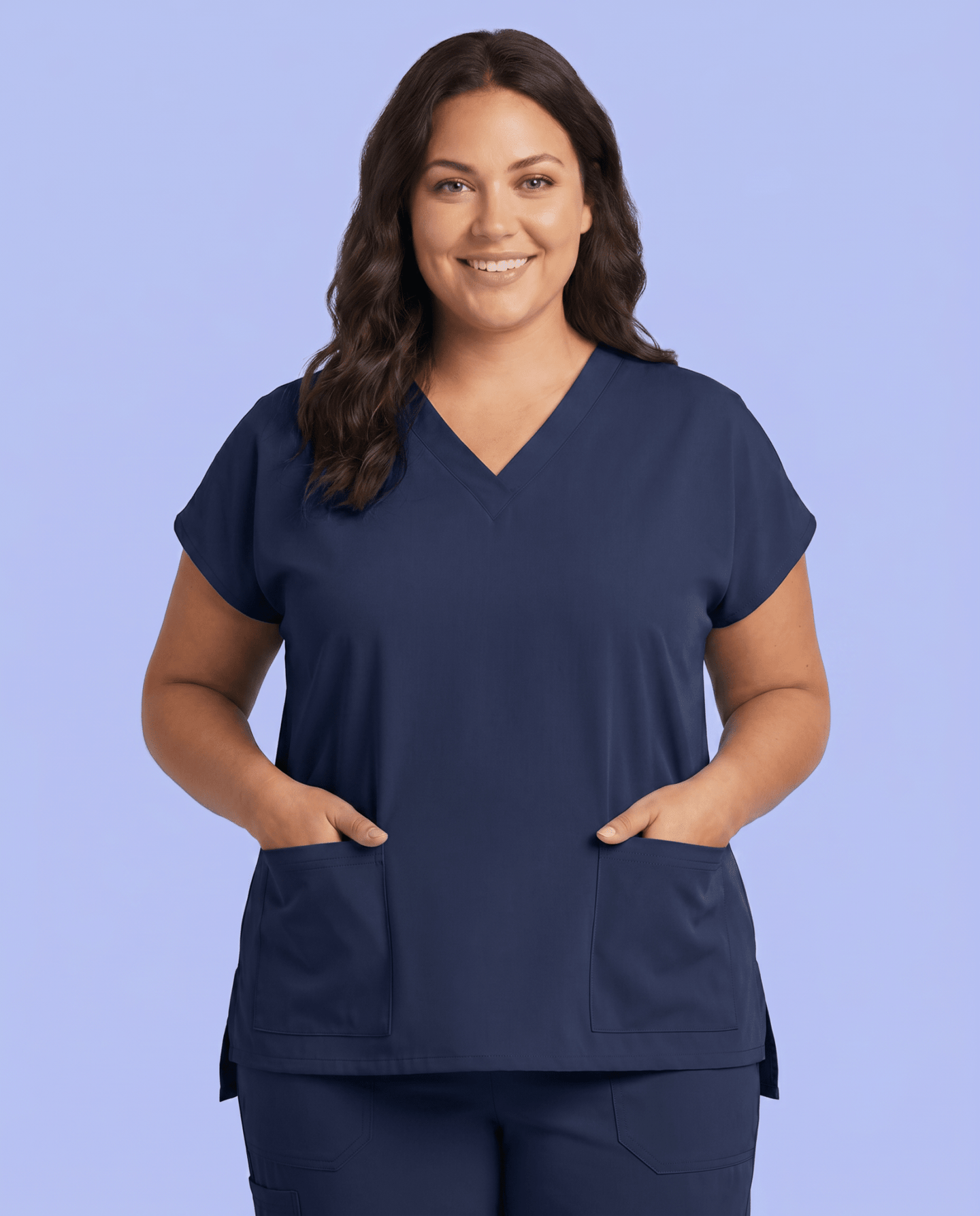 Women's 6-Pocket V-neck Top Navy - Scrubloop