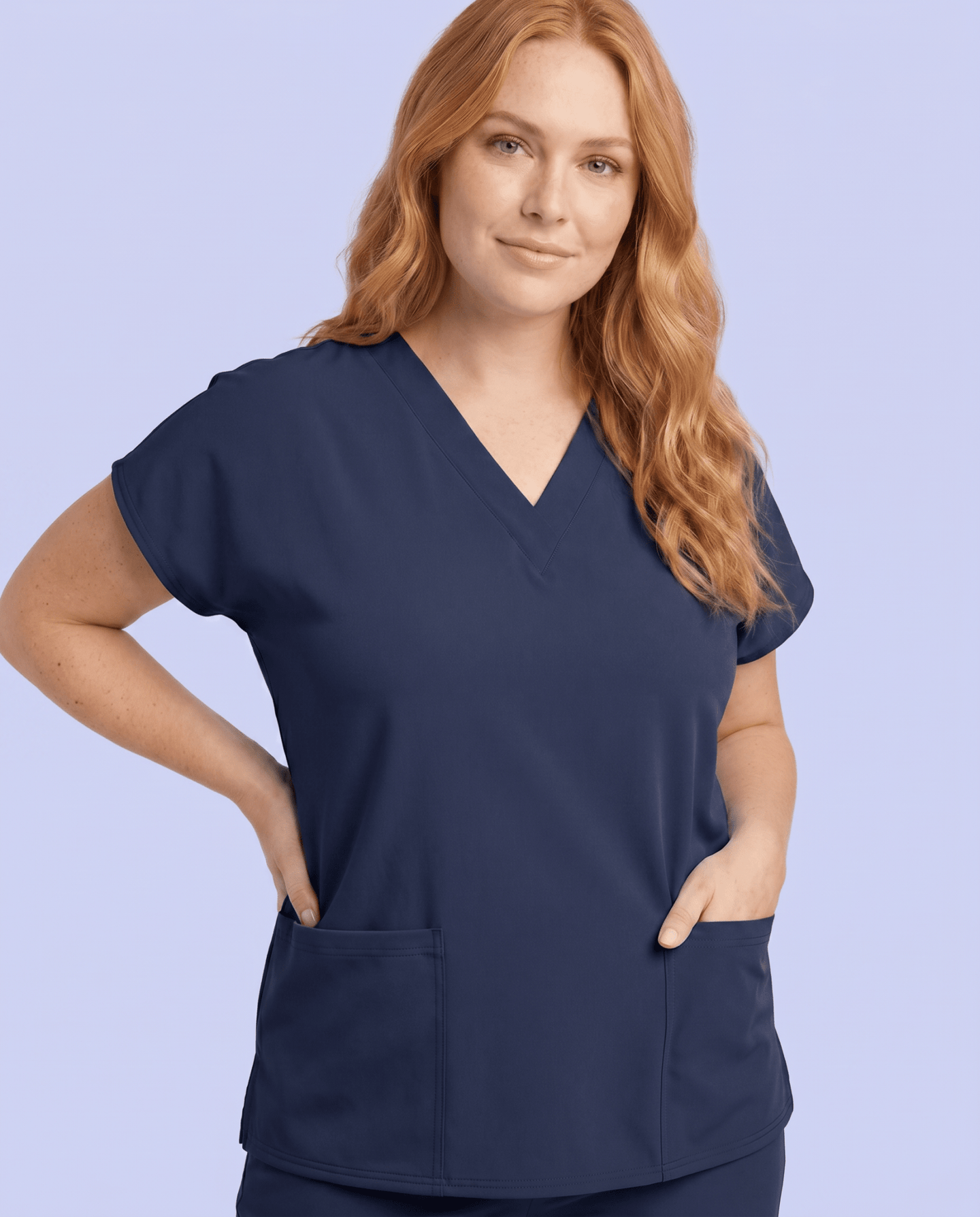 Women's 6-Pocket V-neck Top Navy - Scrubloop