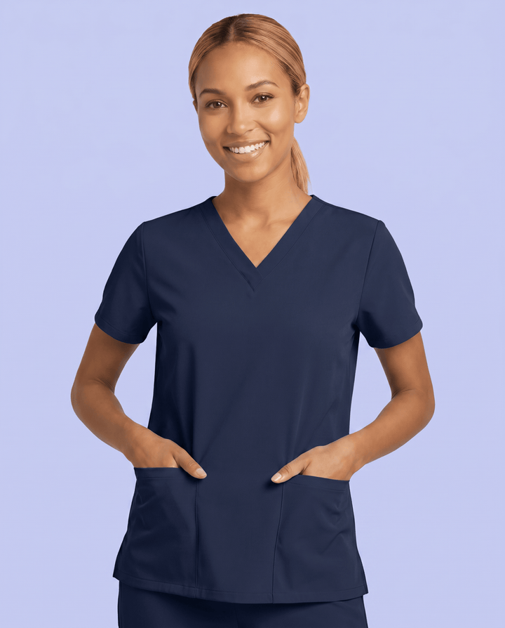 Women's 6-Pocket V-neck Top Navy