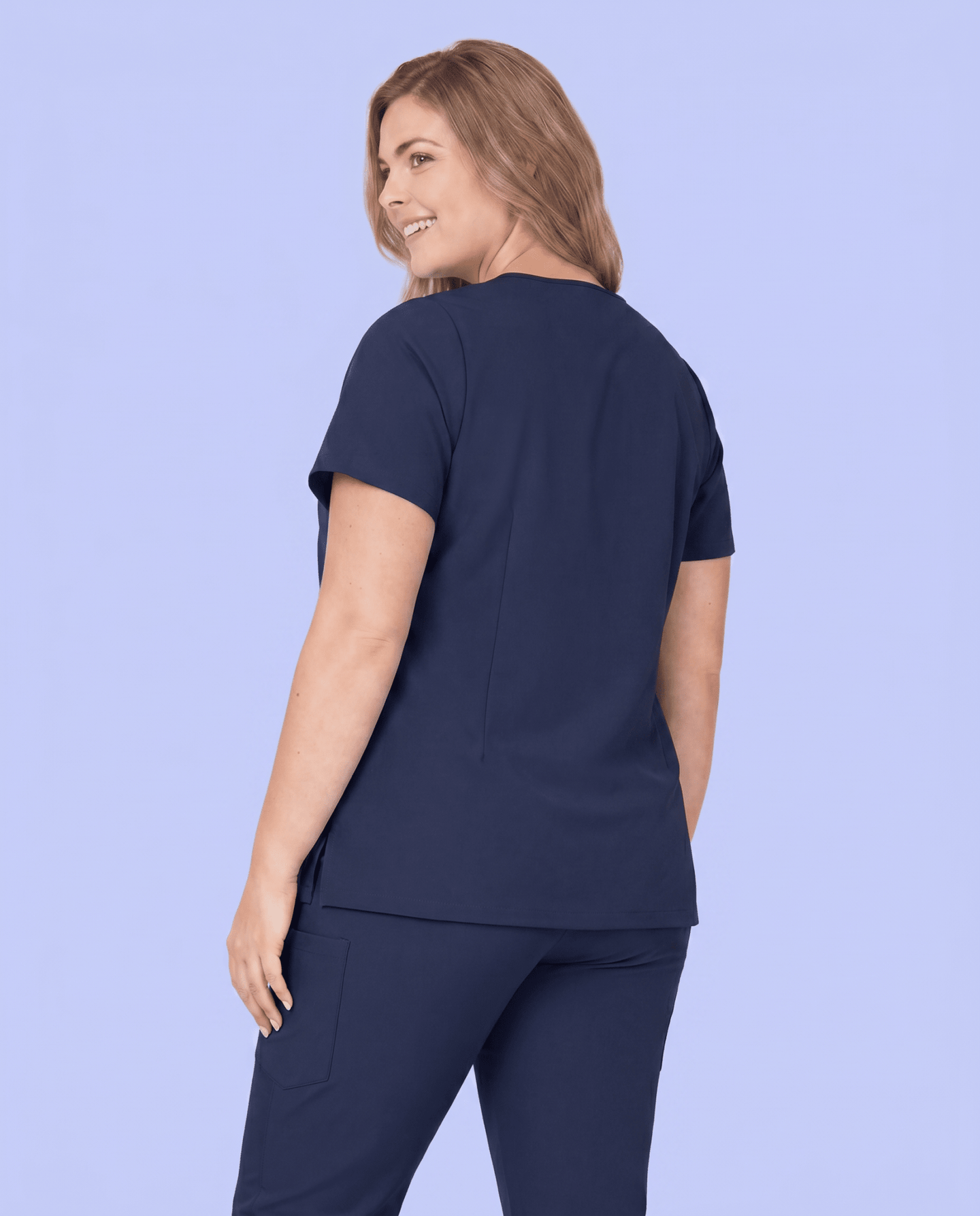 Women's 6-Pocket V-neck Top Navy - Scrubloop