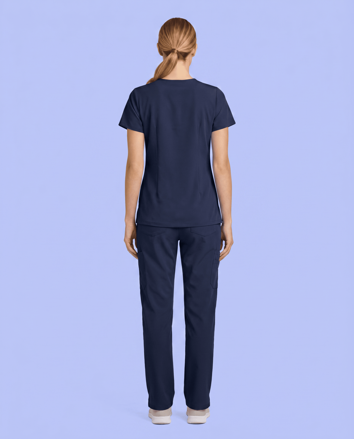 Women's 6-Pocket V-neck Top Navy - Scrubloop