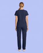 Women's 6-Pocket V-neck Top Navy - Scrubloop