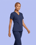 Women's 6-Pocket V-neck Top Navy - Scrubloop