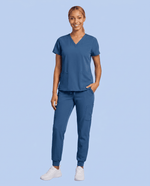 Women's 6-Pocket V-neck Top Ocean - Scrubloop